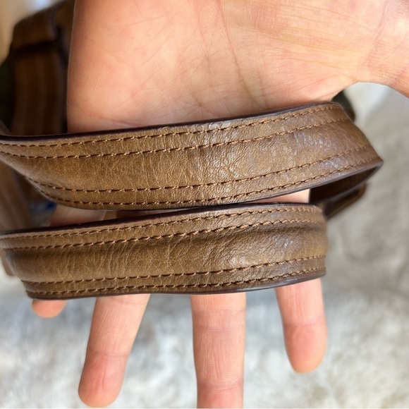 Tignanello brown suede leather colorblock shoulder bag purse w magnetic snap.  H - Picture 7 of 12